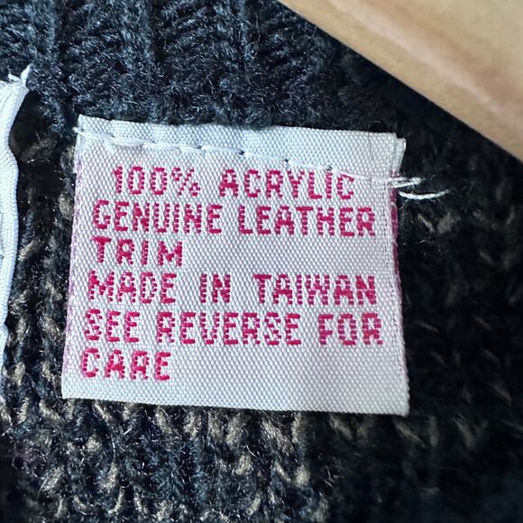 Vintage Campus COSBY pullover sweater Mens Size Large Patchwork Leather - Picture 6 of 8